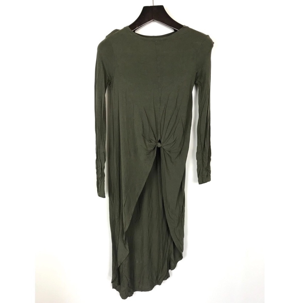 Zara Green Knotted High Low Shirt Dress Small
